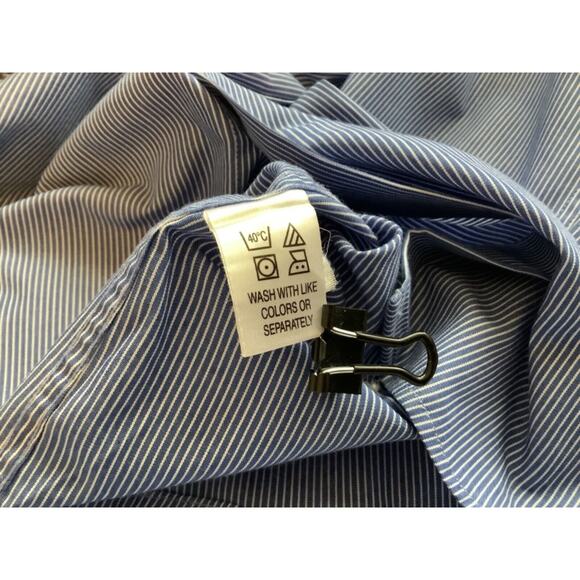 DOCKERS Shirt Men’s Fittted M 15/15-1/2 32/33 Blue & White Striped Shirt - Picture 5 of 8